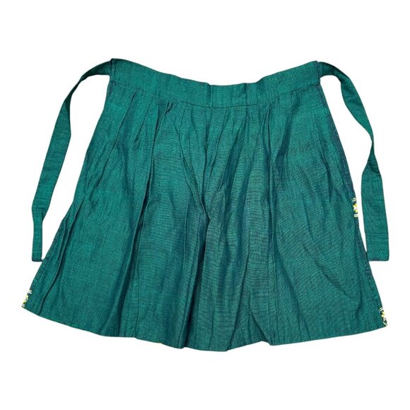 Vintage Guatamala Folk Art Green Half Apron Dance Embroidery & Ties Tribal - Picture 3 of 4